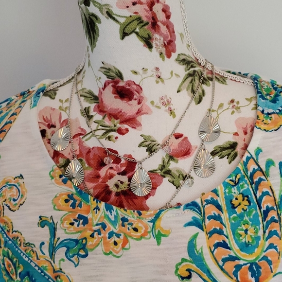 NWT Chico's Paisley Elbow Sleeve Tee - Picture 6 of 12